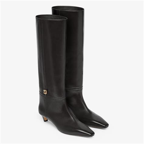 fendi patent leather black square toe boots|Fendi FFold .